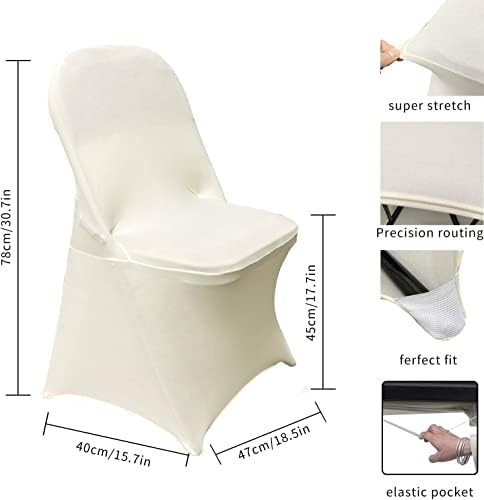 HAINARverS Stretch Spandex Folding Chair Covers 30PCS Ivory