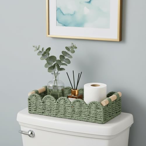 CubesLand Toilet Paper Storage Basket Organizer, Small Wicker Decor Basket
