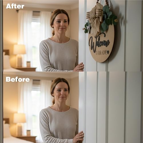 Condorpasea 3D Welcome Sign for Front Door | Home/Farmhouse Porch Décor Wooden Hanging Sign with Artificial Leaves and