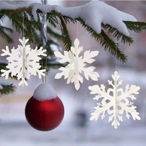 Snowflakes-Christmas Tree Decorations, Snowflake Ornaments for Tree, 12PCS3D Snowflakes Garland for Christmas Tree Indoor Home Decor, Snow Flake Stars Winter Wonderland Party Supplies