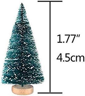 60 Pcs Mini Christmas Trees DIY Xmas Bottle Brush Miniature Sisal Snow Frost Fir Small Artificial Tabletop With Wooden Bases for Micro Scenery Landscape Christmas Party Decor