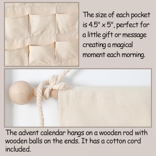 MONOBLANKS Fabric Hanging Advent Calendar with Pockets, Blank
