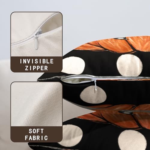 Fall Pillow Covers 24x24 Set of 2 Pumpkin Maple Leaves Polka Dot Throw Pillow Cases Autumn Thanksgiving Buffalo Plaid Bow Outdoor Decorative Farmhouse Harvest Cushion Case for Couch Sofa