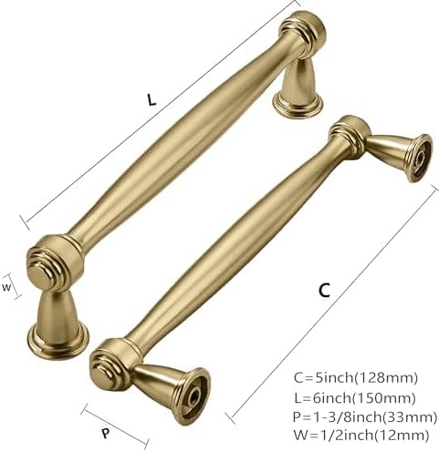 Cabinet Pulls Champagne Brass Kitchen / 5 Inch Hole Center / Champagne Bronze / 5 Inch / Set of 2