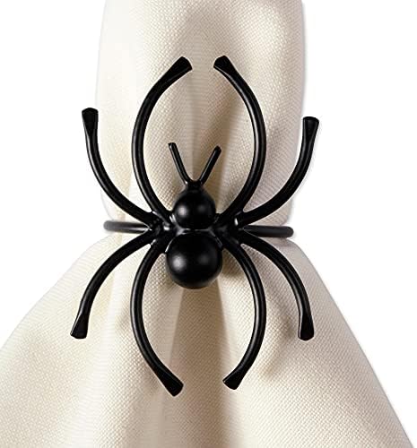 DII Halloween Napkin Rings Novelty Tabletop Décor Set, 2x1.5x1.5, Black Spider, 6 Piece