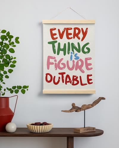 FGFK Everything is Figureoutable Colorful Inspirational Wall Art Poster Hanger Frame, Motivational Positive