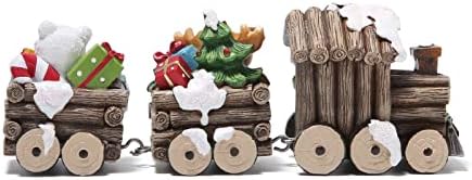 Hodao Christmas Train Decorations Indoor Wood Style Resin Figurine