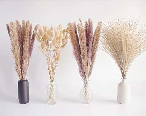 Natural Dried Pampas Grass Decor, Brown Pampas Grass， Bunny Tails Dried Flowers, Reed Grass Bouquet for Wedding Boho