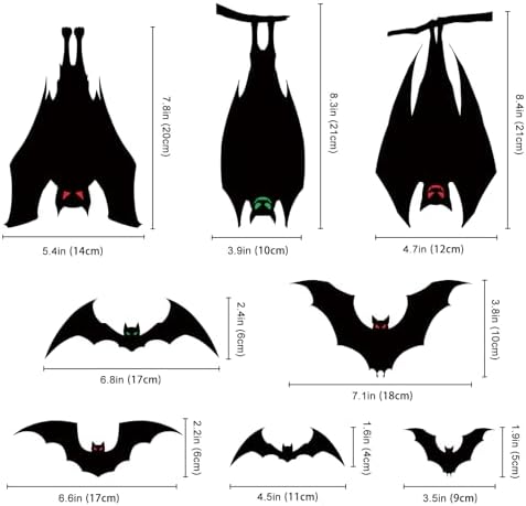 Black Halloween Decorations Window Clings: 6 Sheets Large Bats Silhouette