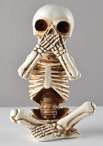 JORAE Skeletons Statue Hear See Speak No Evil Halloween Skull Decor 4.8 "H