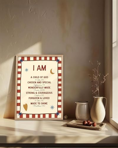 KensTro 16x20 Oak Framed I Am a Child of God Scripture Wall Art