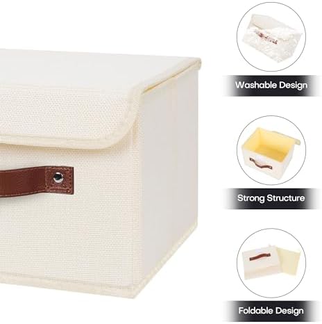 Storage Bin / Lid Storage Boxes / Small / Beige