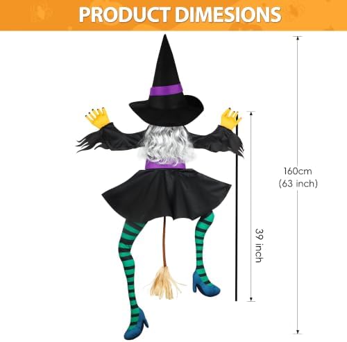 63" Crashing Witch Halloween Decoration, Witch Flying into Tree
