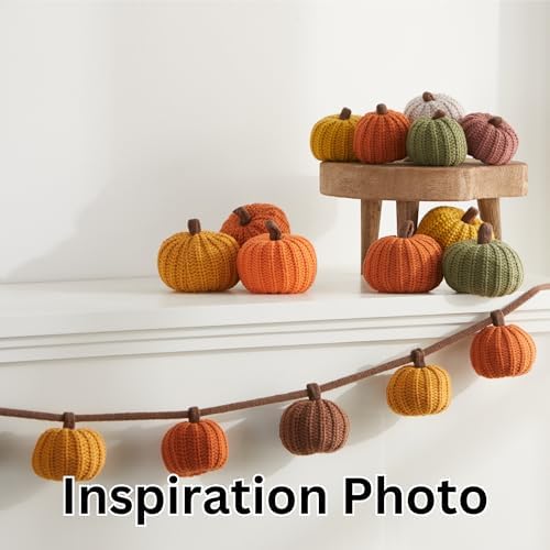 Set of 5 Mini Knit Pumpkins, Thanksgiving Table Centerpiece, Anthropology Home, Pottery Farmhouse and Barn Fall Décor