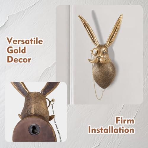 UITWMKTG Gold Rabbit Head Wall Decor - Modern Animal Wall Sculpture, Bunny Wall Art for Living Room, Bedroom, Office