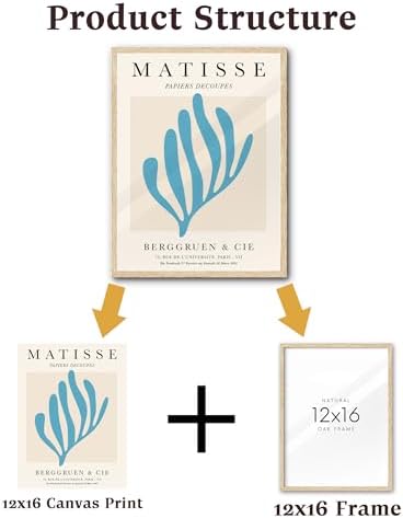 KensTro 12x16 Oak Picture Frames Set of 3 with Blue Art Prints