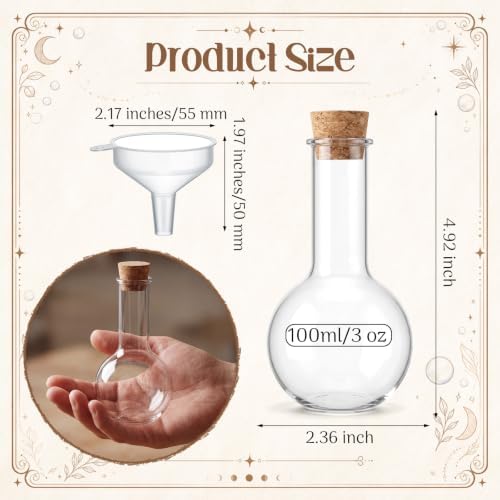 Baderke 30 Sets 3 oz Plastic Potion Bottles with Cork Ball Shaped