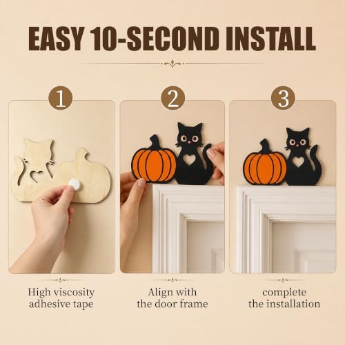 Black Cat Pumpkin Door Frame Decor, Halloween Decorations Indoor