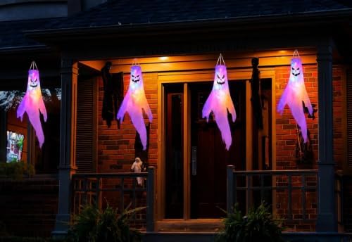 Halloween Ghost Decorations Outdoor, Hanging Ghosts Halloween Decor Spooky