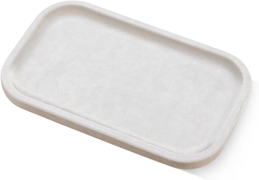 Resilient Velvet Jewelry Display Tray for Ring Earrings Bracelet Necklace / Light Beige / 7.9 x 4.7