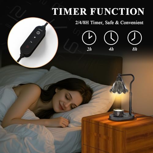 Flower Candle Warmer Lamp with Timer & 4-Level Dimmer, Adjustable Height