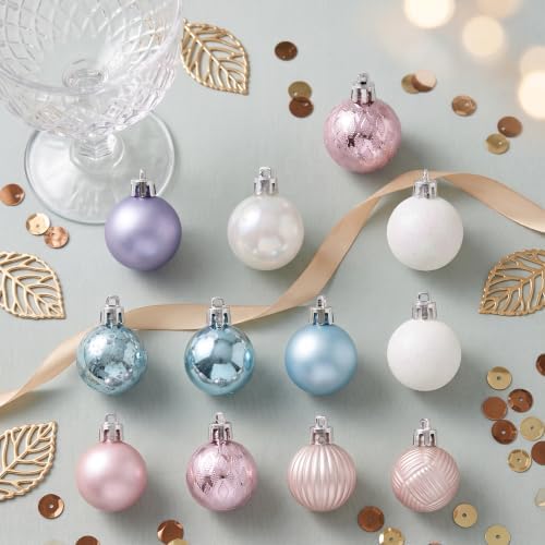 DecorbyHannah 49ct Pink Blue Mini Christmas Ornaments Set Tree Decoration
