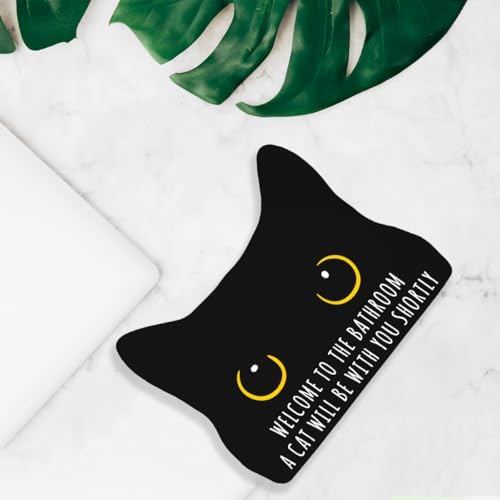 Black Cat Decor Cat Bathroom Decor Welcome to the Bathroom a Cat Will be With you Shortly Funny Acrylic Decors Sign for Home Bathrooms Cats Lover Gifts
