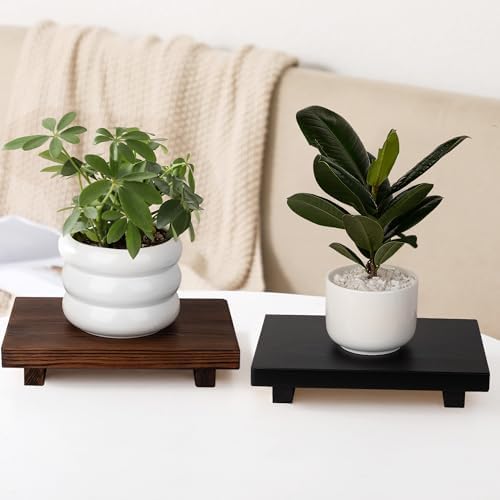 Bathroom Counter Organizer Wood Pedestal Stand Farmhouse Decorative Tray / Dark Brown / 9 x 6 x 1.6