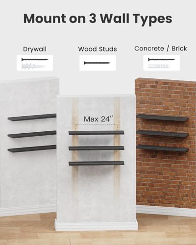 Amada 35.4" Floating Shelves for Wall Decor & Storage, Set of 3, Black
