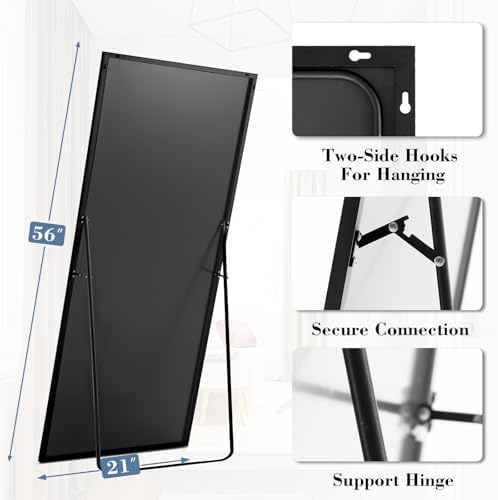 DUMOS 64"x21" Full Length Mirror with Stand, Full Body Floor Mirror