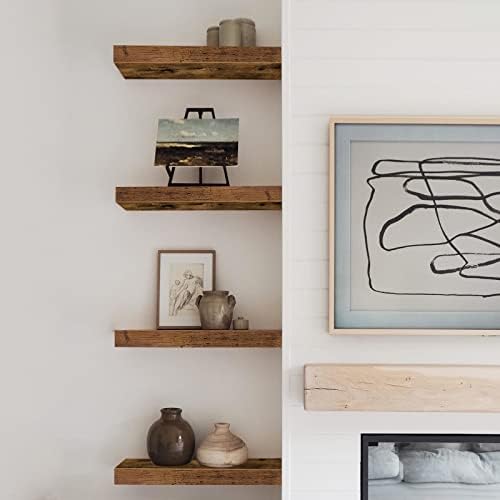 QEEIG Floating Shelves for Wall Small Shelf (Brown, Set of 4, 15.7" x 6.7")