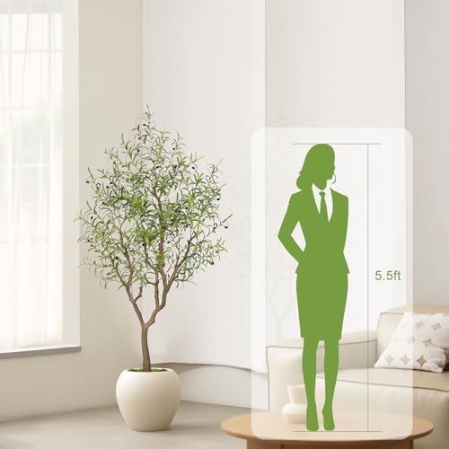 LYERSE Artificial Olive Tree 6ft with Large Branches and Lifelike Fruits