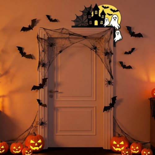 MorningRo 4 Pcs Halloween Themed Door Frame Topper Haunted House Wall Art