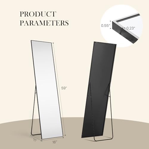 Full Length Floor Mirror, 15.75"x59" Body Wall Mirror with Stand