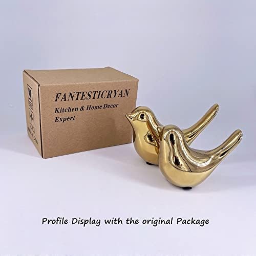 FANTESTICRYAN Small Birds Statues Home Decor, Modern Style, Gold, M&L