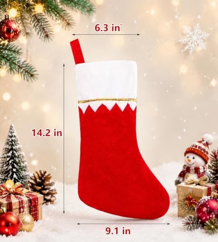 Christmas Stockings Bulk 24 Pack - 15 Inch Red Felt Xmas Stockings, Large Santa Stockings for Holiday Fireplace Hanging Decor