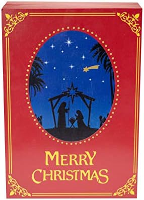 Clever Creations Wooden Nativity Advent Calendar | Book-Style Christmas Countdown with 24 Drawers | Hand-Painted Nativity Scene Figurines | Reusable Holiday Decoration | Freestanding Design