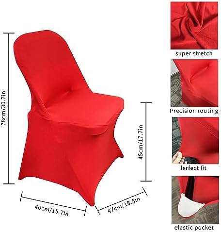 HAINARverS Folding Chair Covers for Wedding, 10pcs Red