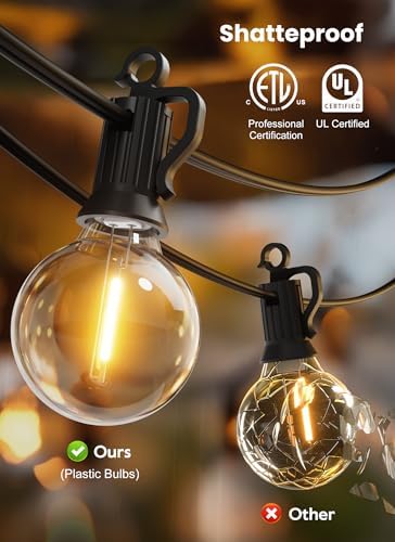 Brightown Outdoor String Lights, 30FT G40 LED IP65 Waterproof Patio Lights