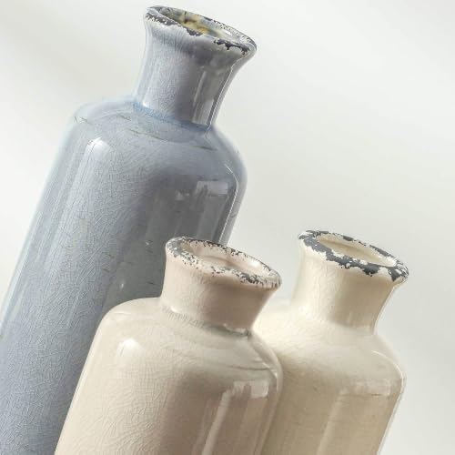 Ceramic Vase Set of 3, Neutral Flower Vases Home Decor, Pottery Rustic Farmhouse Decorative Vases Modern Decor for