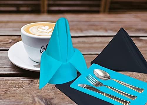 Ruvanti Cloth Napkins Set of 12, Cotton Enrich 18”x18” - Dark Grey & Teal