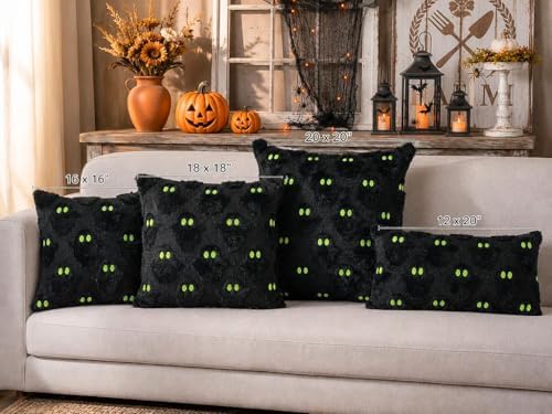 Halloween Pillow Covers 18x18 Set of 2 Black Cute Ghost Home Decor