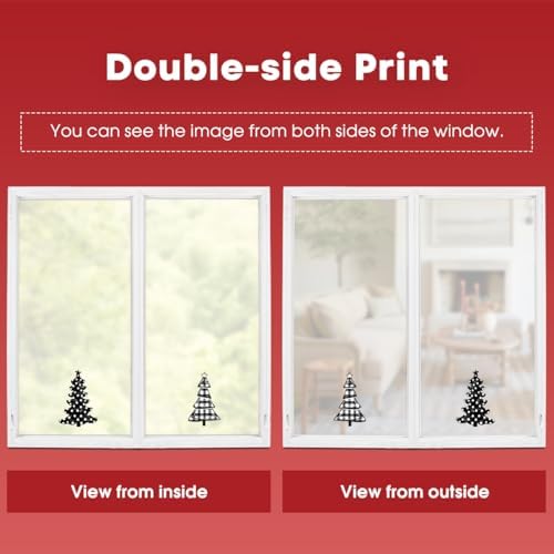 Horaldaily 123 PCS Christmas Window Cling Sticker, Black Red Xmas Tree Snow for Home Party Supplies Shop Window Glass Display Decoration