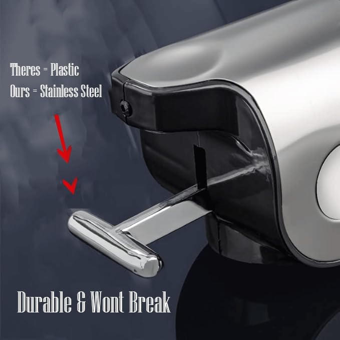 Stainless Steel Drill Free Triple Wall Mount Soap Dispenser Set Shower Bathroom Pump, 3 x 500ML Shampoo Conditioner