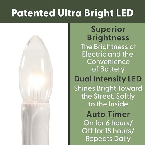 612 Vermont Ultra Bright Battery Operated LED Window Candles, Narrow Base