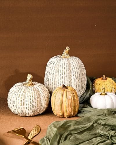 DN DECONATION Fall Thanksgiving Pumpkin Decor for Home Table Decor, 2 PCS