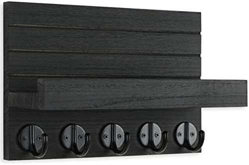 Lwenki Key Holder for Wall, Decorative Key and Mail Holder with Shelf Has Large Hooks for Bags, Coats, Umbrella –