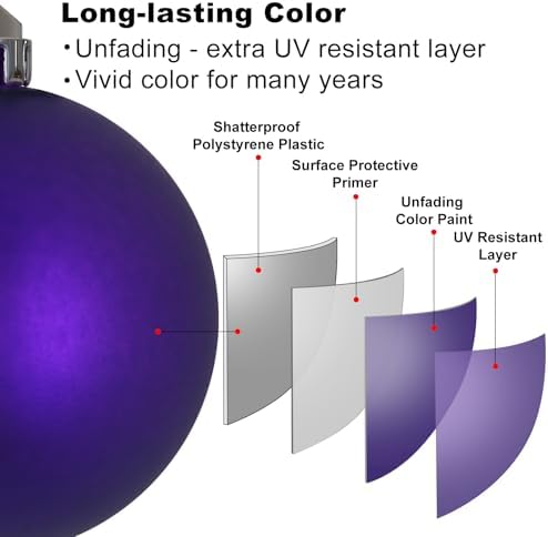 Purple 3.2" Large Christmas Balls - Christmas Tree Decoration Ornaments Shatterproof Hanging Balls for Birthday Halloween Holiday Wedding Decorations Set of 10pcs