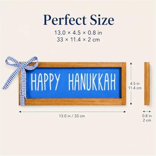 Happy Hanukkah Sign, Wooden Chanukah Decorations For Home, Jewish Holiday Indoor Wall Table Centerpiece Shelf Decor
