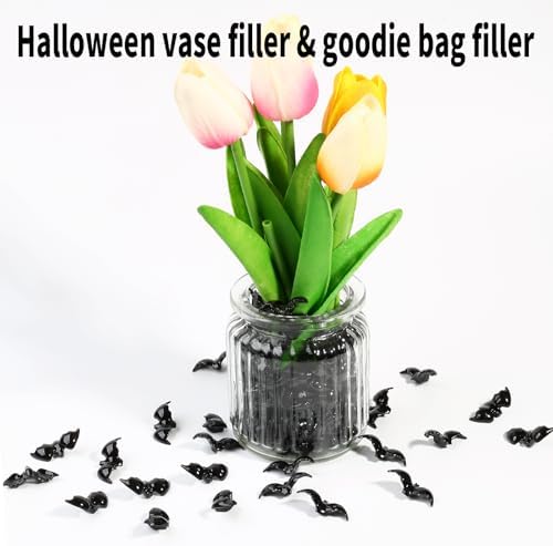 350 Pcs Mini Resin Bats Halloween, Tiny Black Plastic Bat Figurines Halloween Decoration Party Favors Kids Small Gift Toy Home Decor